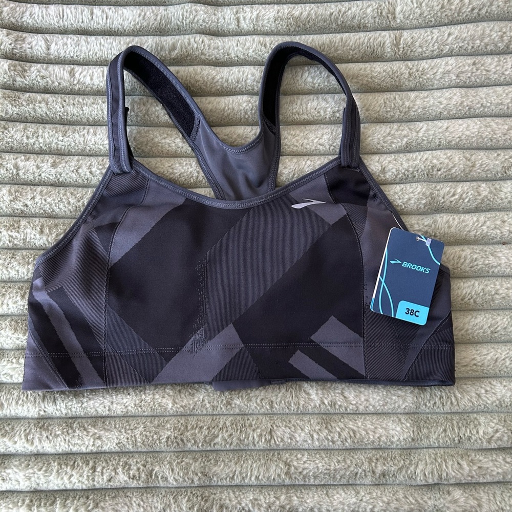 Brooks Women's Black & Gray Pattern High Impact Sports Bra
